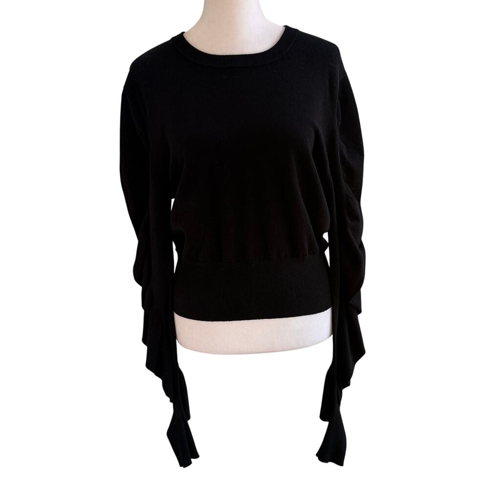 Autumn Cashmere‎ Italian Yarn Black Long Sleeve Sweater Large Lightweight Crew